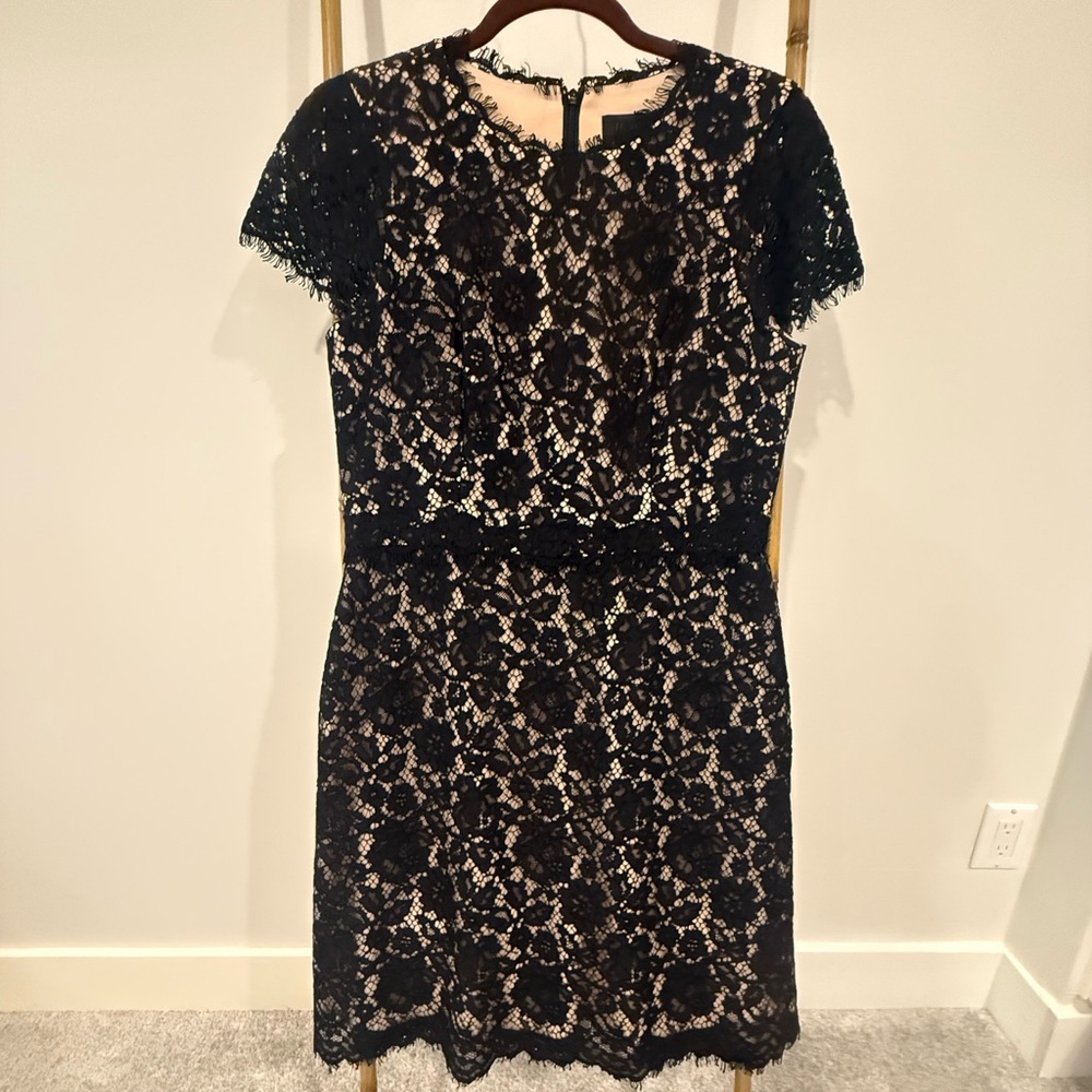 J. Crew Black Sheath Dress with Cap Sleeves and Crew Neck